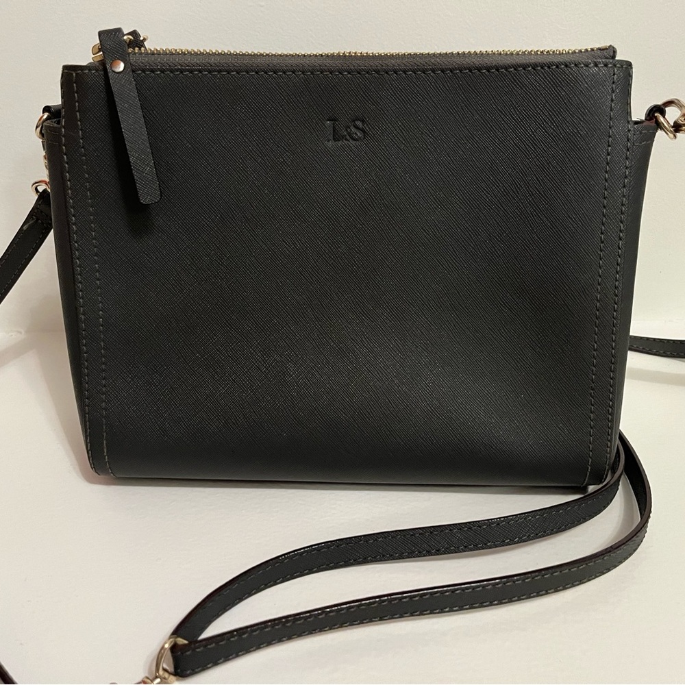Lo and Sons grey gold pearl crossbody purse handbag